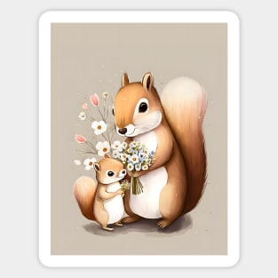 For You Baby Squirrel Gift Flowers Sticker